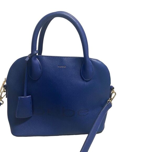 BEBE Fabiola Women’s Stamped Faux Lizard Satchel Dome Construction Blue 9.5X5X10 - Picture 1 of 12